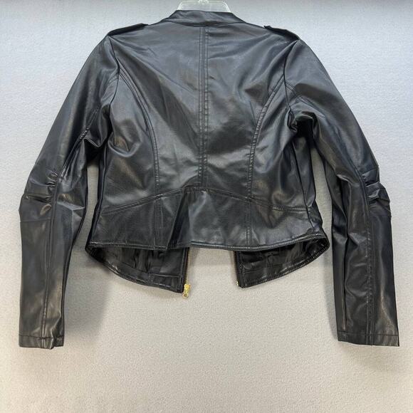 Miss London Faux Leather Moto Jacket Size Medium - Picture 9 of 13